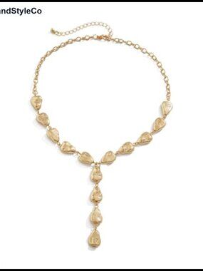 Gold Statement Lariat Necklace Long Chunky Y Shaped Drop Necklace Trendy